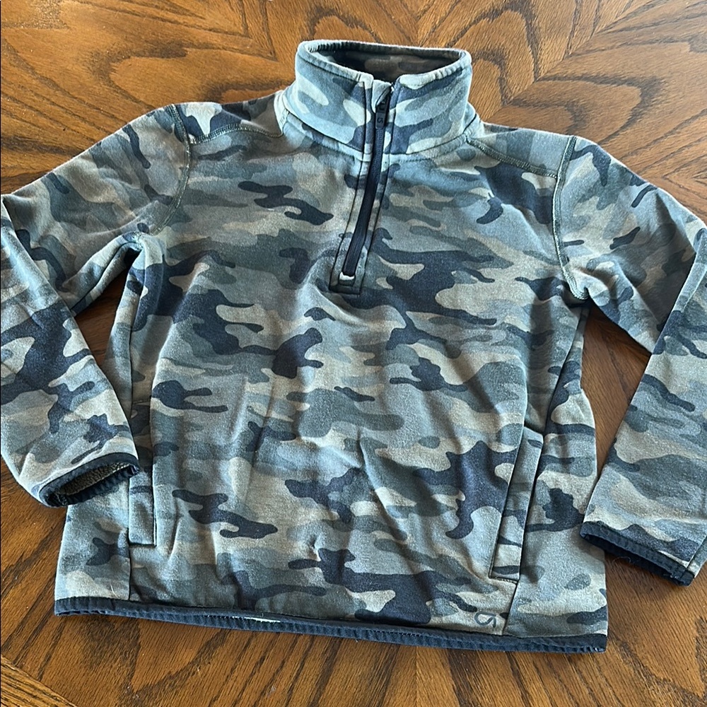 Gap Boys Green Camouflage Quarter-Zip Pullover Size M (8)